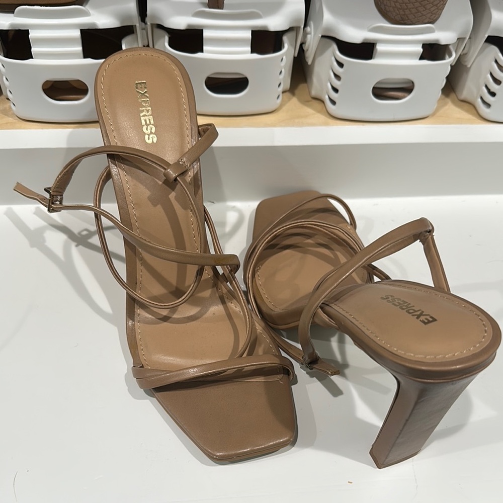 Express Tan Block Heel Sandals